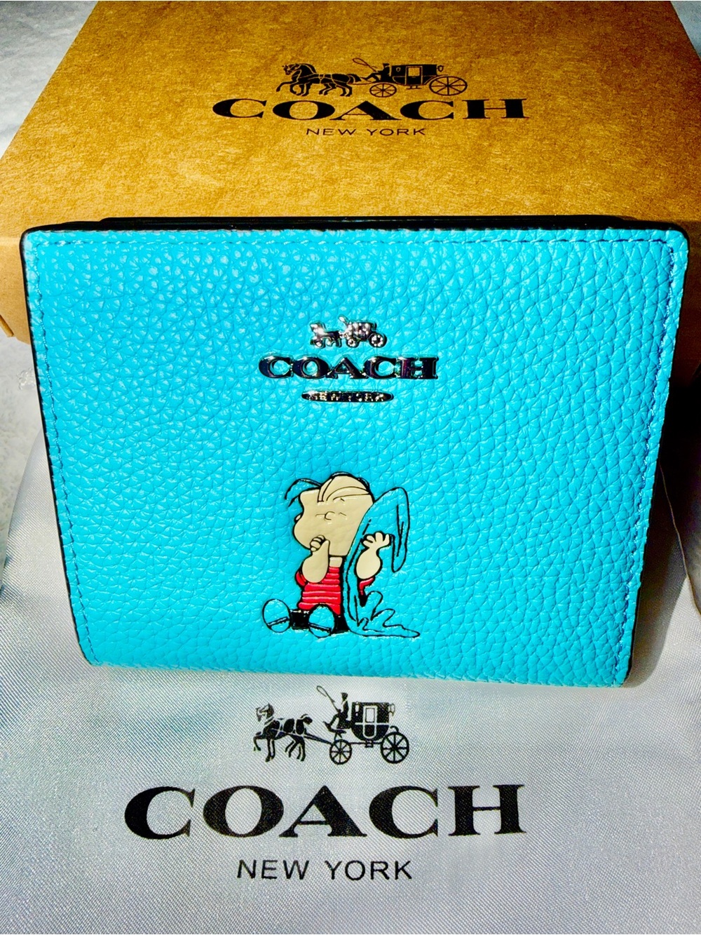 Coach x Peanuts Snap Wallet with Linus NWT